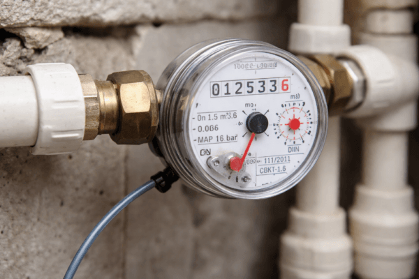 water meter installed in residential building for monitoring usage
