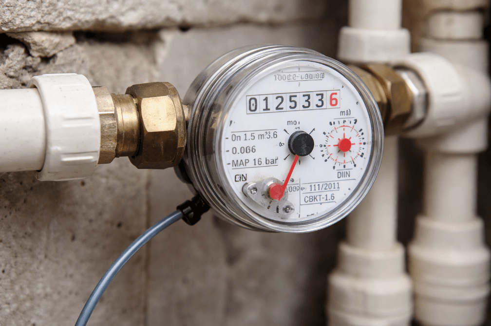 water meter installed in residential building for monitoring usage