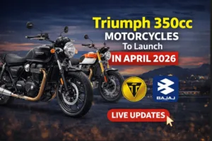 Triumph 350cc motorcycle launching in April 2026 featuring modern retro design, advanced engine specs and premium styling for Indian market